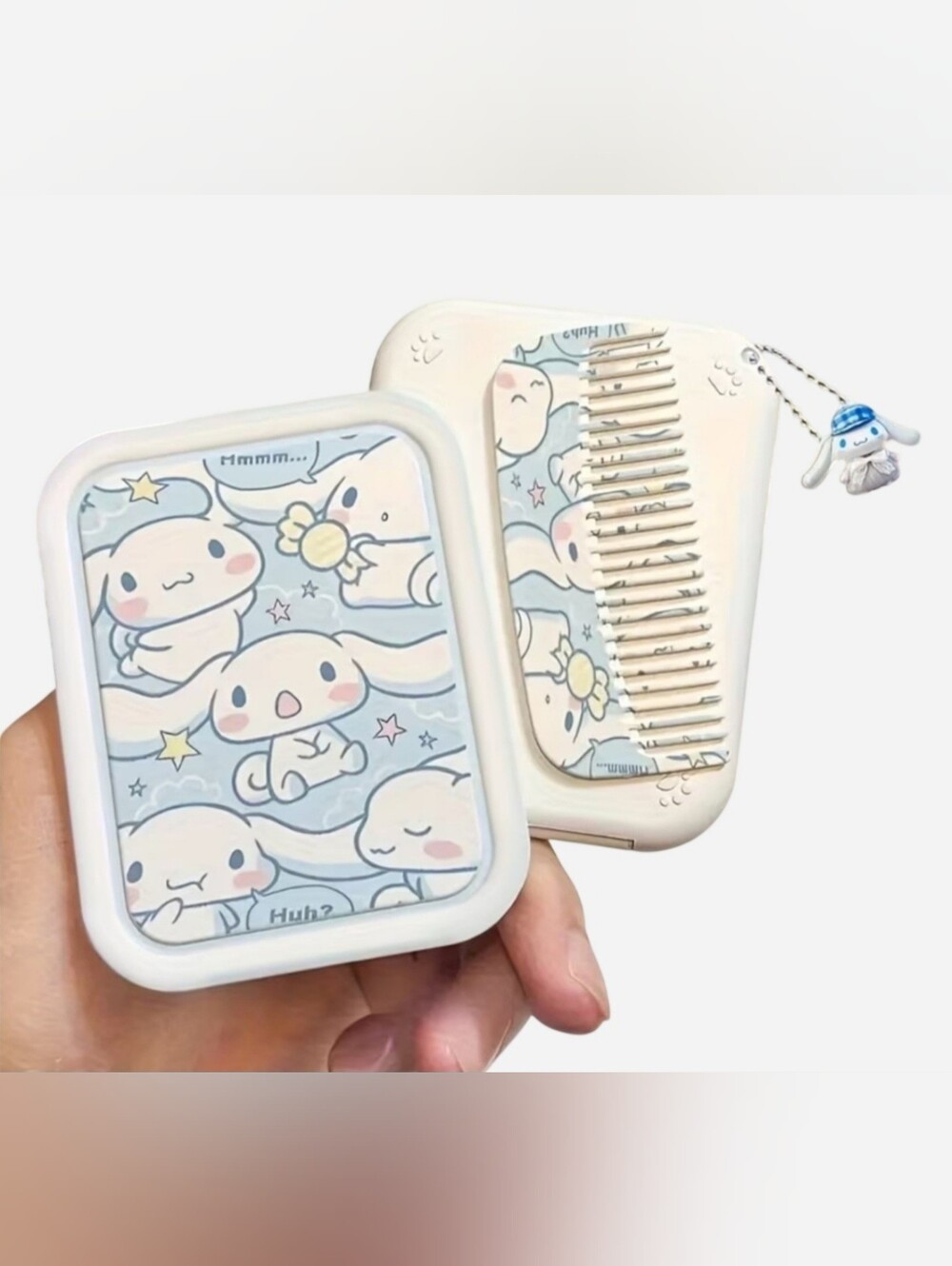 Sanrio Cinnamoroll Kawaii Foldable Makeup Mirror with Comb Set NEW